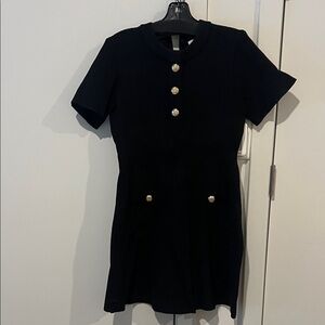 Elegant Black Buttoned Mini Dress